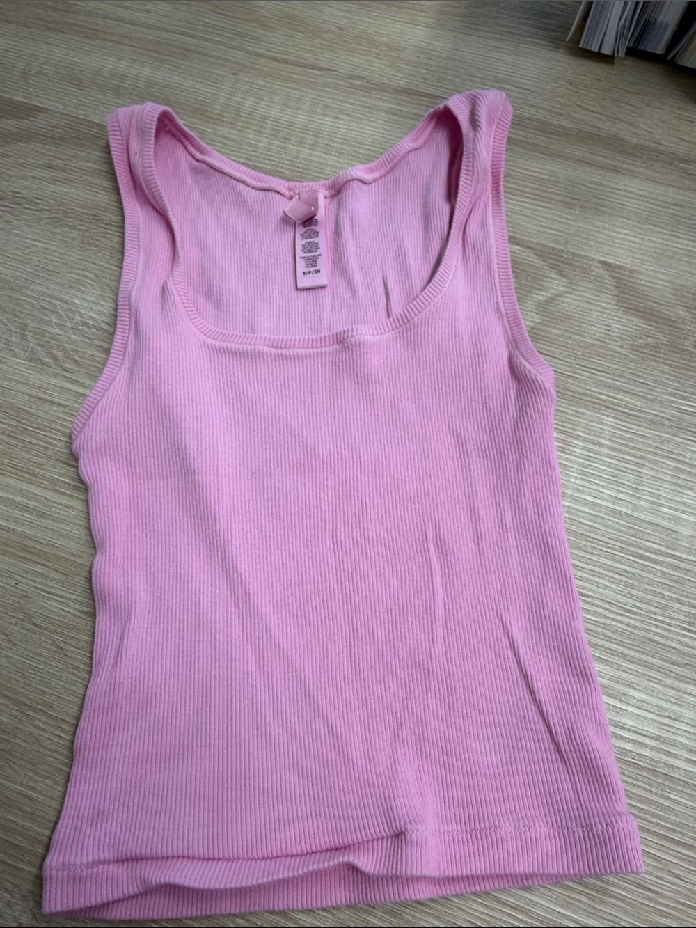 SKIMS Pink Ribbed Scoop Tank
